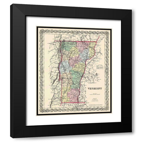 Vermont - Colton 1855 Black Modern Wood Framed Art Print with Double Matting by Colton