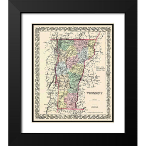Vermont - Colton 1855 Black Modern Wood Framed Art Print with Double Matting by Colton