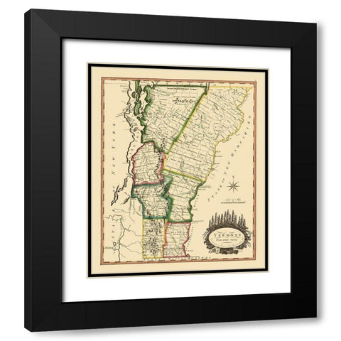 Vermont - Doolittle 1795 Black Modern Wood Framed Art Print with Double Matting by Doolittle