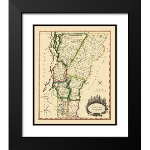 Vermont - Doolittle 1795 Black Modern Wood Framed Art Print with Double Matting by Doolittle