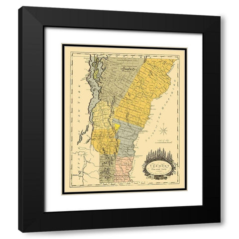 Vermont - Doolittle 1814 Black Modern Wood Framed Art Print with Double Matting by Doolittle