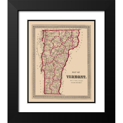 Vermont - Burgett 1876 Black Modern Wood Framed Art Print with Double Matting by Burgett