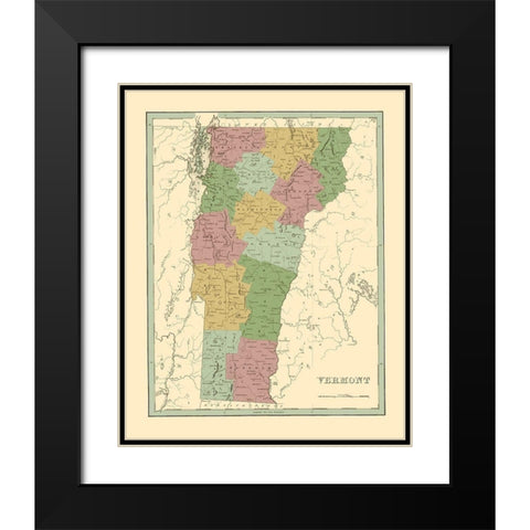 Vermont - Bradford 1838 Black Modern Wood Framed Art Print with Double Matting by Bradford