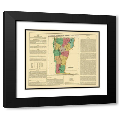 Vermont - Carey and Lea 1822 Black Modern Wood Framed Art Print with Double Matting by Carey