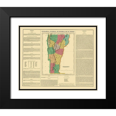 Vermont - Carey and Lea 1822 Black Modern Wood Framed Art Print with Double Matting by Carey