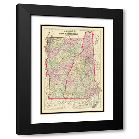 Vermont, New Hampshire - Bradley 1882 Black Modern Wood Framed Art Print with Double Matting by Bradley