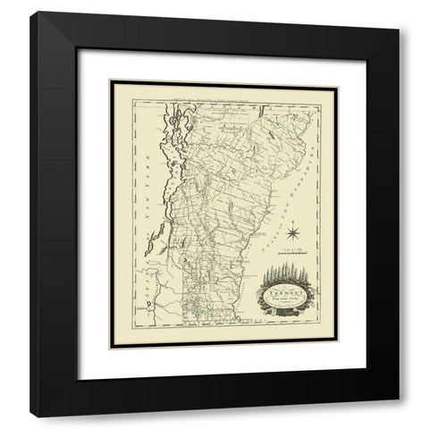 Vermont - Carey 1795 Black Modern Wood Framed Art Print with Double Matting by Carey