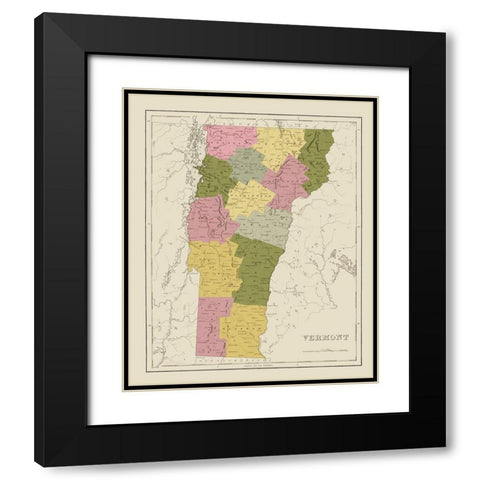 Vermont - Bradford 1838 Black Modern Wood Framed Art Print with Double Matting by Bradford