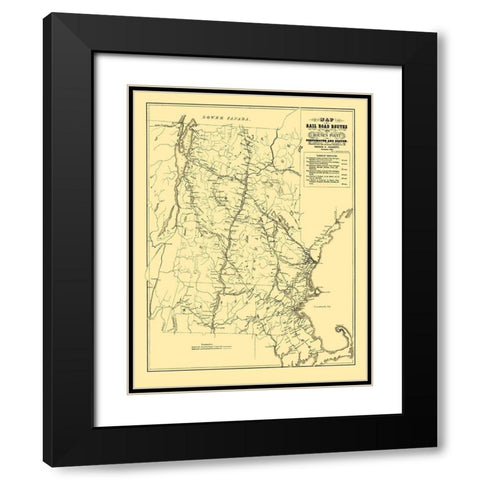 Portsmouth and Boston Railroad Routes 1848 Black Modern Wood Framed Art Print with Double Matting by Parrott