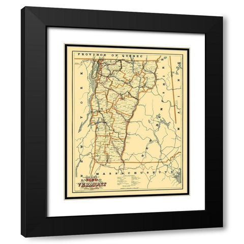 Vermont - Coffin 1896 Black Modern Wood Framed Art Print with Double Matting by Coffin