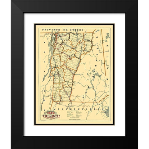 Vermont - Coffin 1896 Black Modern Wood Framed Art Print with Double Matting by Coffin