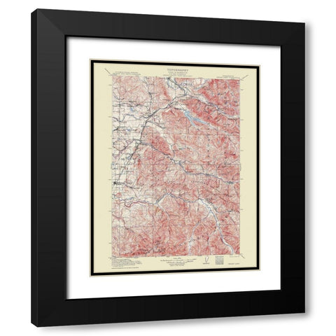 Cedar Lake Washington Quad - USGS 1913 Black Modern Wood Framed Art Print with Double Matting by USGS