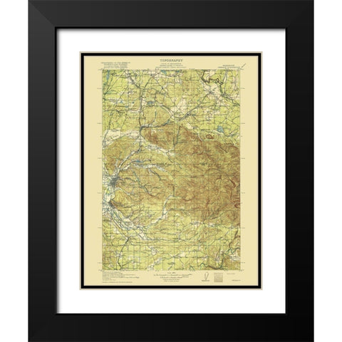 Chehalis Washington Quad - USGS 1916 Black Modern Wood Framed Art Print with Double Matting by USGS