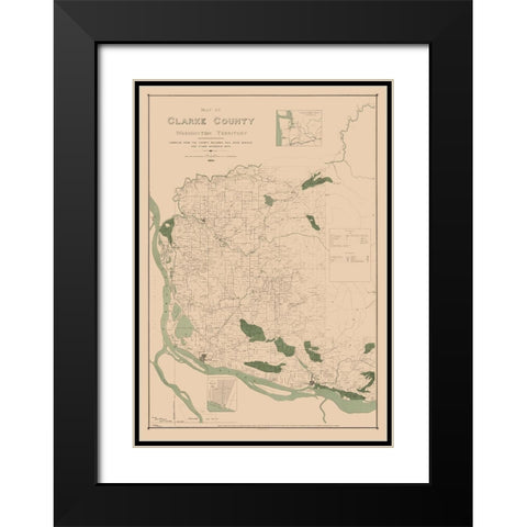 Clarke County Washington - Habersham 1888 Black Modern Wood Framed Art Print with Double Matting by Habersham
