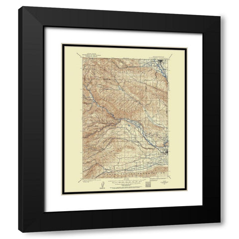 Ellensburg Washington Quad - USGS 1899 Black Modern Wood Framed Art Print with Double Matting by USGS