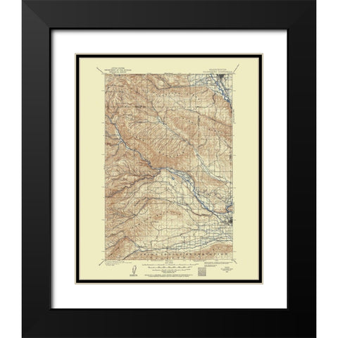 Ellensburg Washington Quad - USGS 1899 Black Modern Wood Framed Art Print with Double Matting by USGS