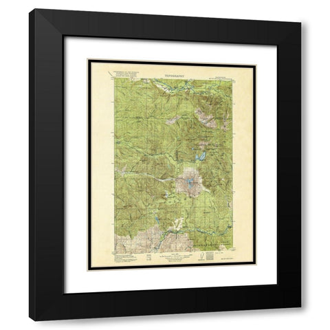 Mt St Helens Washington Quad - USGS 1919 Black Modern Wood Framed Art Print with Double Matting by USGS