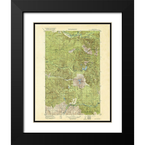 Mt St Helens Washington Quad - USGS 1919 Black Modern Wood Framed Art Print with Double Matting by USGS