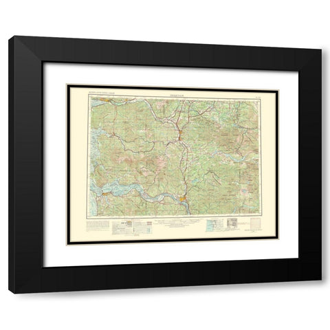 Hoquiam Washington Oregon Quad - USGS 1969 Black Modern Wood Framed Art Print with Double Matting by USGS