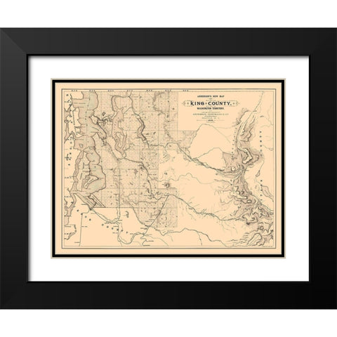 King County Washington - Anderson 1888 Black Modern Wood Framed Art Print with Double Matting by Anderson