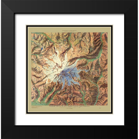 Mount Rainier National Park Washington Black Modern Wood Framed Art Print with Double Matting by Renshawe