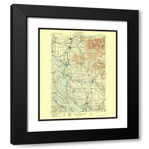 Mt Vernon Washington Quad - USGS 1911 Black Modern Wood Framed Art Print with Double Matting by USGS