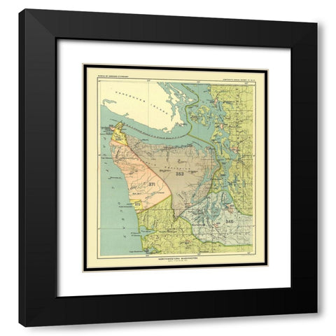 Northwestern Washington - Hoen 1896 Black Modern Wood Framed Art Print with Double Matting by Hoen