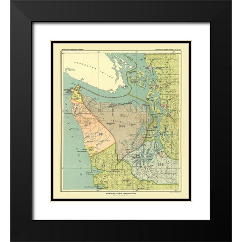 Northwestern Washington - Hoen 1896 Black Modern Wood Framed Art Print with Double Matting by Hoen