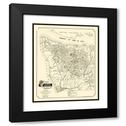 Olympic Mountains Washington - Gill 1890 Black Modern Wood Framed Art Print with Double Matting by Gill