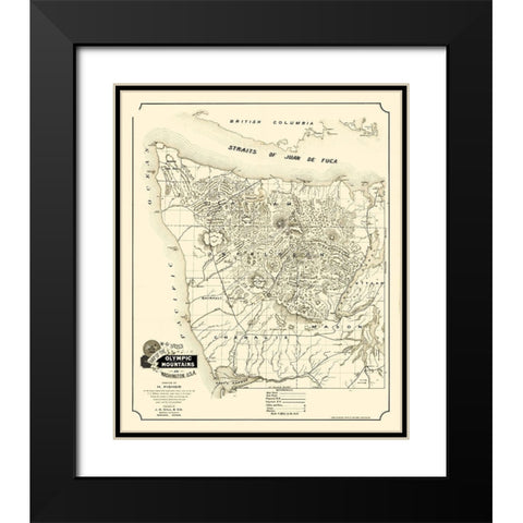 Olympic Mountains Washington - Gill 1890 Black Modern Wood Framed Art Print with Double Matting by Gill