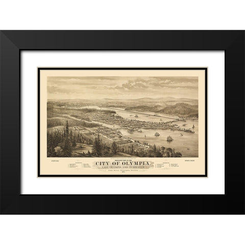 Olympia Washington - Glover 1879 Black Modern Wood Framed Art Print with Double Matting by Glover