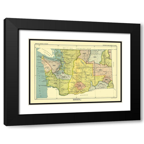 Washington - Olympia - Hoen 1896 Black Modern Wood Framed Art Print with Double Matting by Hoen