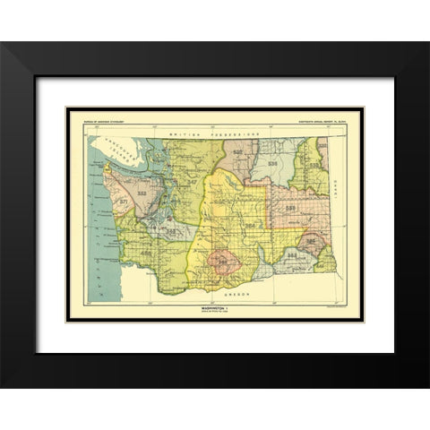 Washington - Olympia - Hoen 1896 Black Modern Wood Framed Art Print with Double Matting by Hoen
