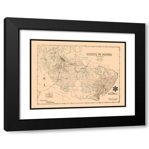 Pierce County Washington - Plummer 1890 Black Modern Wood Framed Art Print with Double Matting by Plummer