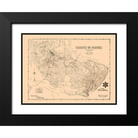 Pierce County Washington - Plummer 1890 Black Modern Wood Framed Art Print with Double Matting by Plummer
