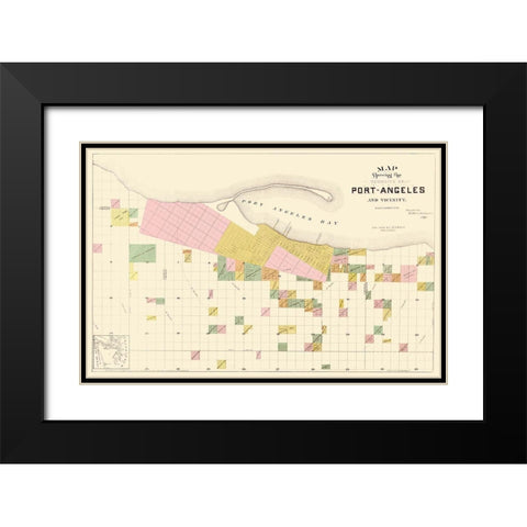 Port Angeles Washington - Ware 1891 Black Modern Wood Framed Art Print with Double Matting by Ware