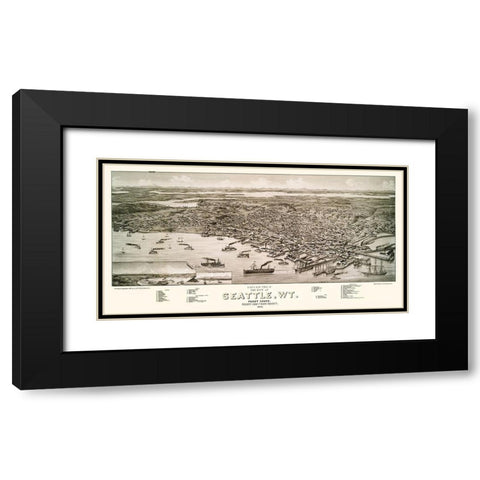 Seattle Washington - Beck 1884 Black Modern Wood Framed Art Print with Double Matting by Beck