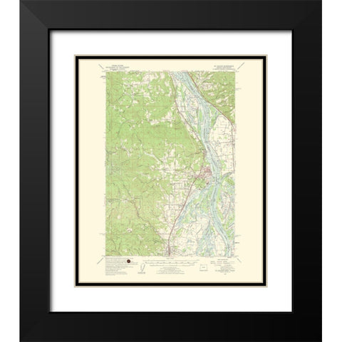 Mt St Helens Oregon Washington Quad - USGS 1954 Black Modern Wood Framed Art Print with Double Matting by USGS
