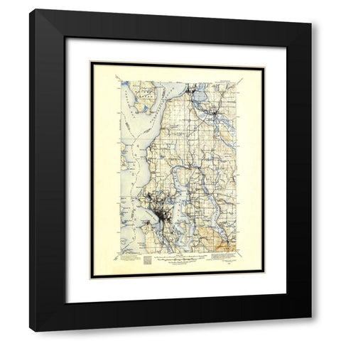 Snohomish Washington Quad - USGS 1895 Black Modern Wood Framed Art Print with Double Matting by USGS
