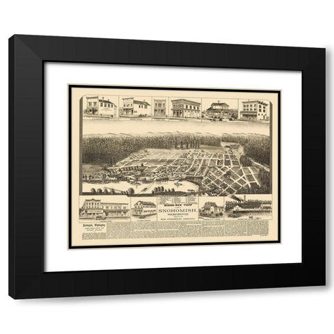 Snohomish Washington - Elliot 1890 Black Modern Wood Framed Art Print with Double Matting by Elliot