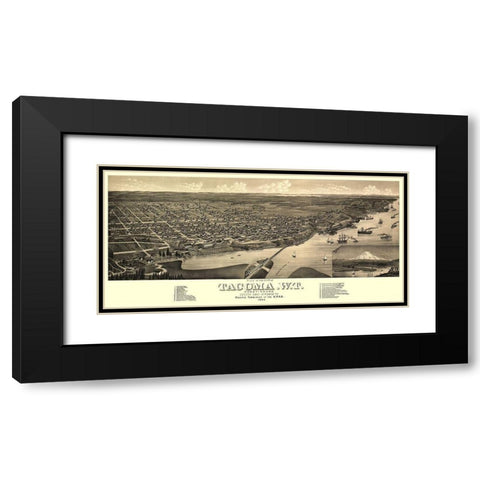 Tacoma Washington - Stoner 1884 Black Modern Wood Framed Art Print with Double Matting by Stoner