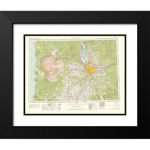 Vancouver Washington Oregon Quad - USGS 1964 Black Modern Wood Framed Art Print with Double Matting by USGS