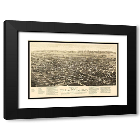 Walla Walla Washington - Burleigh 1884 Black Modern Wood Framed Art Print with Double Matting by Burleigh