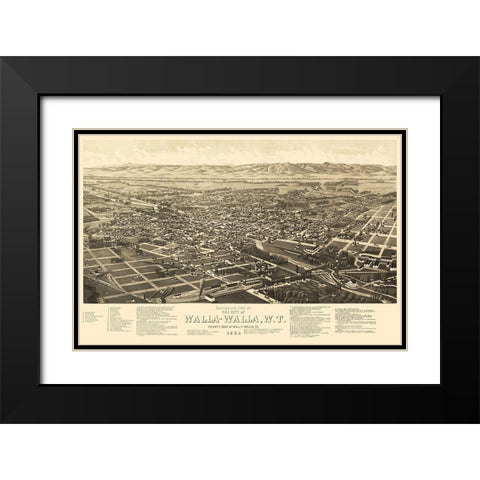 Walla Walla Washington - Burleigh 1884 Black Modern Wood Framed Art Print with Double Matting by Burleigh