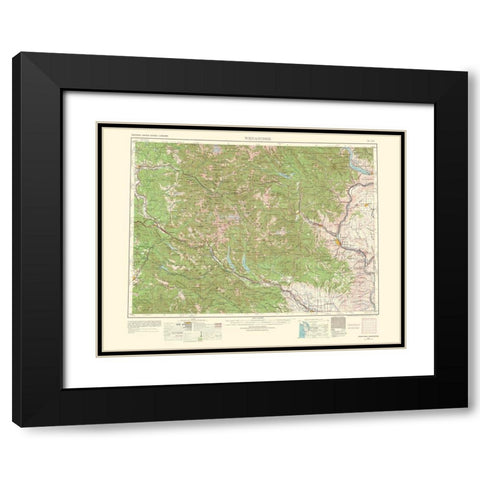 Wenatchee Washington Quad - USGS 1957 Black Modern Wood Framed Art Print with Double Matting by USGS