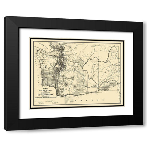 Washington Territory Public Survey - 1865 Black Modern Wood Framed Art Print with Double Matting by Giddings