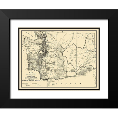 Washington Territory Public Survey - 1865 Black Modern Wood Framed Art Print with Double Matting by Giddings