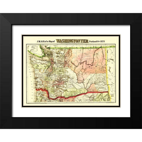 Washington Territory - Askevold 1878 Black Modern Wood Framed Art Print with Double Matting by Askevold