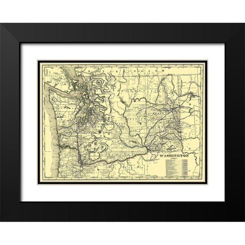Washington Railroads - 1892 Black Modern Wood Framed Art Print with Double Matting by Unknown