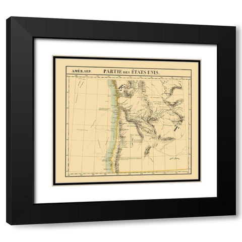 Washington, Oregon Coast - Vandermaelen 1825 Black Modern Wood Framed Art Print with Double Matting by Vandermaelen